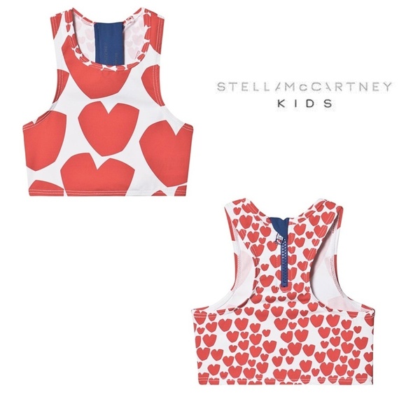 NWOT Stella McCartney Kids Heart Print Bikini Top Sz. 14 - Picture 1 of 3
